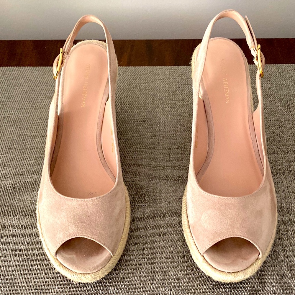 Designer Size 7 espadrilles light pink suede in great condition